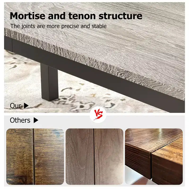 78.7in Industrial Dining Table for 8, Wooden Long Dinner Table with Mortise Tenon Design, Kitchen Table with Sturdy Metal Legs, for Dining Room Office