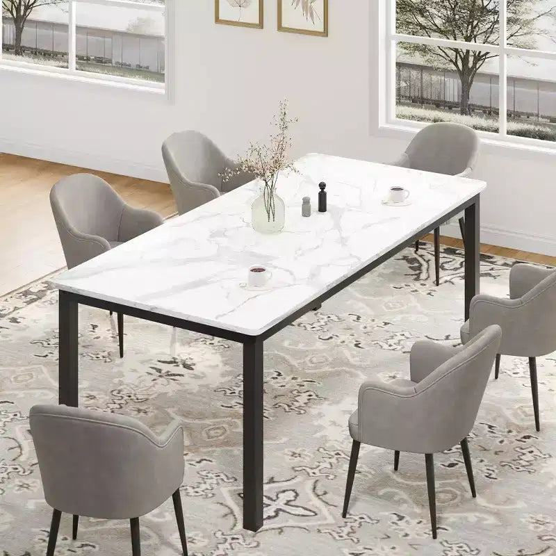 78.7in Industrial Dining Table for 8, Wooden Long Dinner Table with Mortise Tenon Design, Kitchen Table with Sturdy Metal Legs, for Dining Room Office