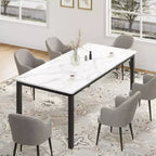 78.7in Industrial Dining Table for 8, Wooden Long Dinner Table with Mortise Tenon Design, Kitchen Table with Sturdy Metal Legs, for Dining Room Office
