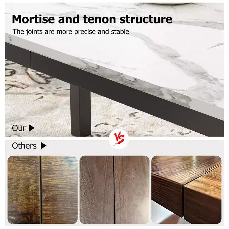 78.7in Industrial Dining Table for 8, Wooden Long Dinner Table with Mortise Tenon Design, Kitchen Table with Sturdy Metal Legs, for Dining Room Office