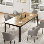 78.7in Industrial Dining Table for 8, Wooden Long Dinner Table with Mortise Tenon Design, Kitchen Table with Sturdy Metal Legs, for Dining Room Office