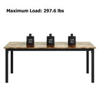 78.7in Industrial Dining Table for 8, Wooden Long Dinner Table with Mortise Tenon Design, Kitchen Table with Sturdy Metal Legs, for Dining Room Office