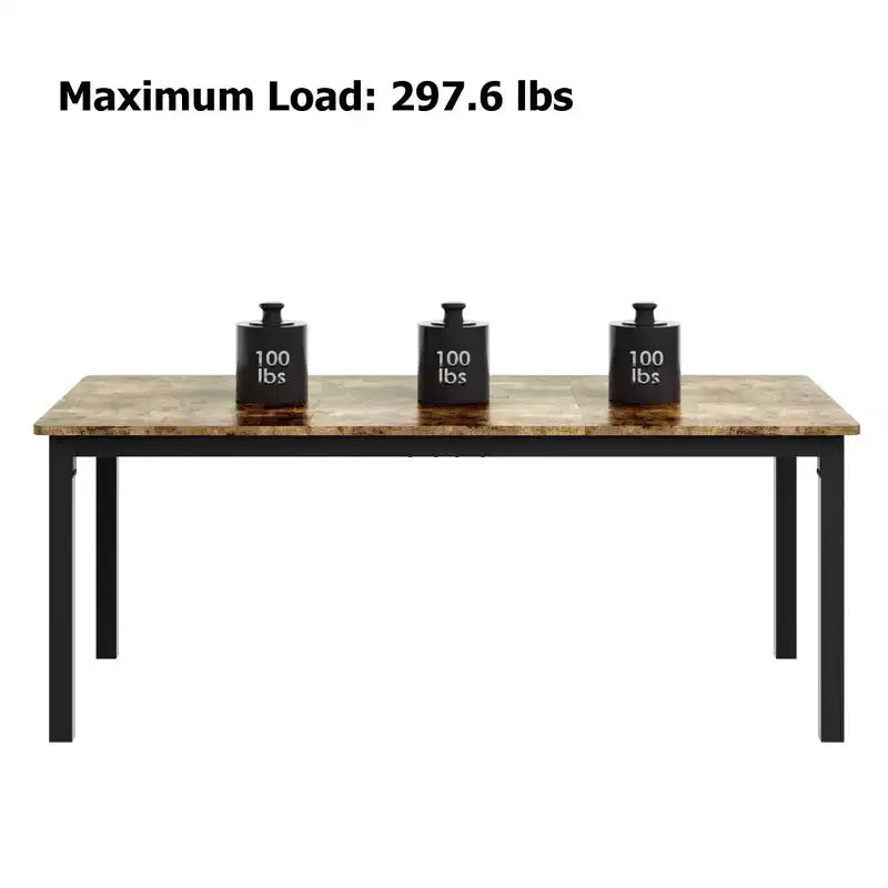 78.7in Industrial Dining Table for 8, Wooden Long Dinner Table with Mortise Tenon Design, Kitchen Table with Sturdy Metal Legs, for Dining Room Office