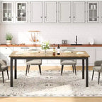 78.7in Industrial Dining Table for 8, Wooden Long Dinner Table with Mortise Tenon Design, Kitchen Table with Sturdy Metal Legs, for Dining Room Office