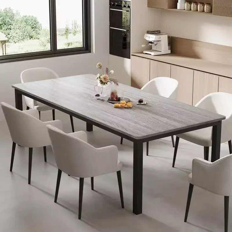 78.7in Industrial Dining Table for 8, Wooden Long Dinner Table with Mortise Tenon Design, Kitchen Table with Sturdy Metal Legs, for Dining Room Office