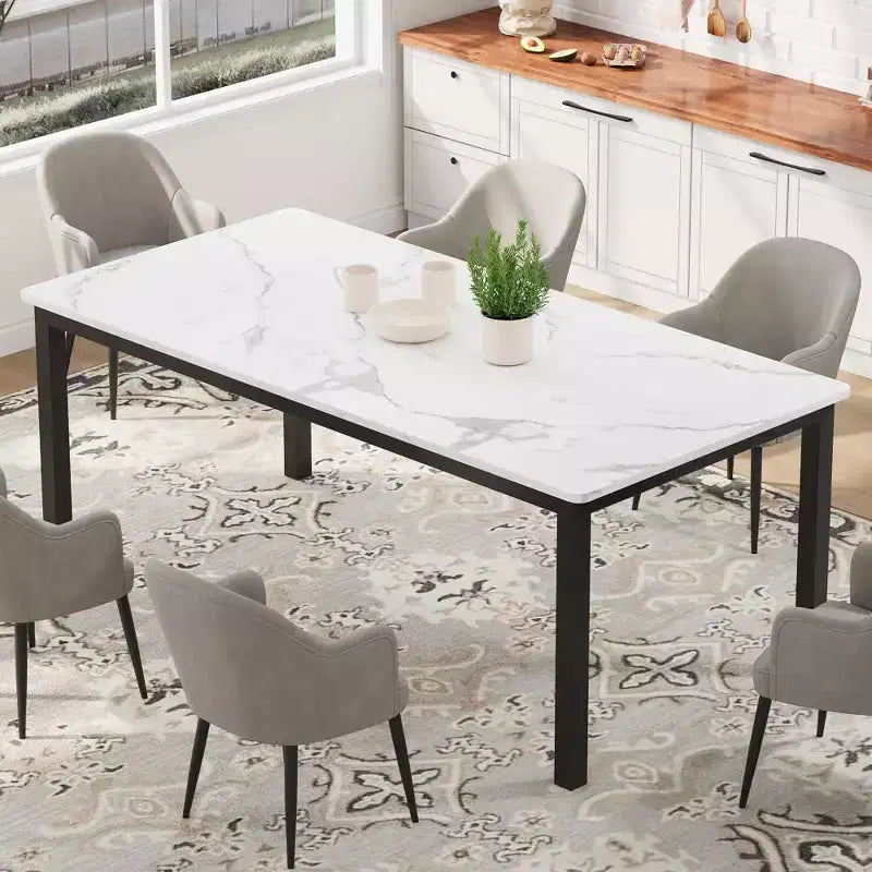 78.7in Industrial Dining Table for 8, Wooden Long Dinner Table with Mortise Tenon Design, Kitchen Table with Sturdy Metal Legs, for Dining Room Office