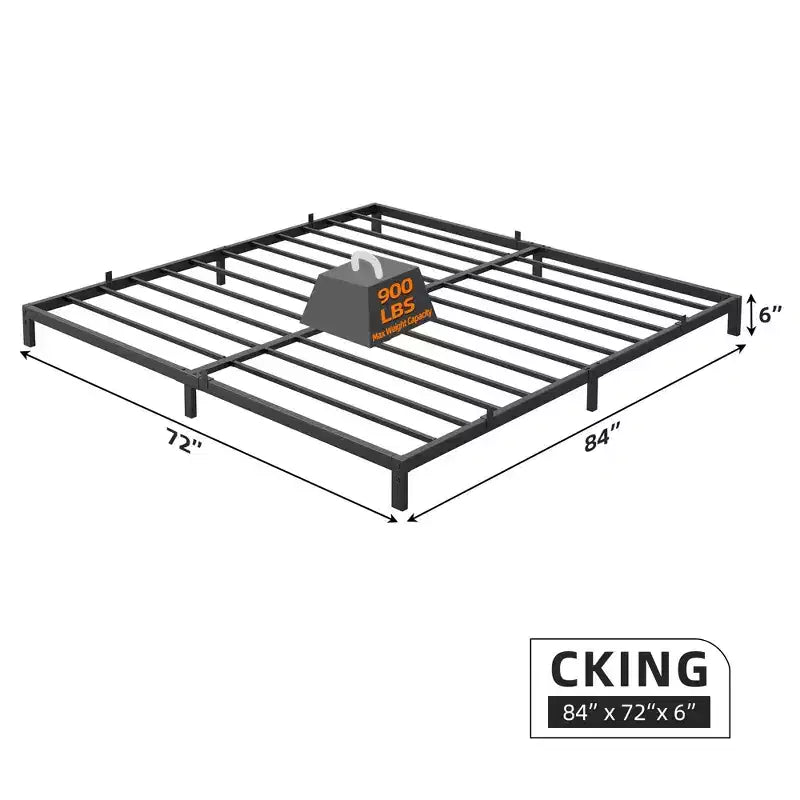 6 Inch Metal Bed Frame, California King / Twin XL Platform Bed, Heavy-Duty Steel, No Box Spring, Noise Free