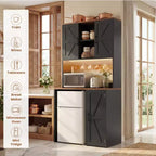 Besiost Kitchen Pantry Cabinet with Mini Fridge Space, Coffee Bar Cabinet with Storage Shelf