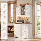 Besiost Kitchen Pantry Cabinet with Mini Fridge Space, Coffee Bar Cabinet with Storage Shelf