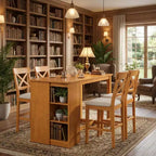 FurnitureR Solid Wood Dining Table Set for 4 with Storage Shelves, Rectangular Kitchen Table and 4 Chairs for Dining Room, Breakfast Nook Apartment