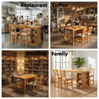 FurnitureR Solid Wood Dining Table Set for 4 with Storage Shelves, Rectangular Kitchen Table and 4 Chairs for Dining Room, Breakfast Nook Apartment