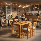 FurnitureR Solid Wood Dining Table Set for 4 with Storage Shelves, Rectangular Kitchen Table and 4 Chairs for Dining Room, Breakfast Nook Apartment