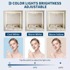 COZONY Toeletta Trucco con Specchio, Tavolo da Trucco con 59 Ripiani, Luci LED, Ciabatta Elettrica, Sgabello, Bianco