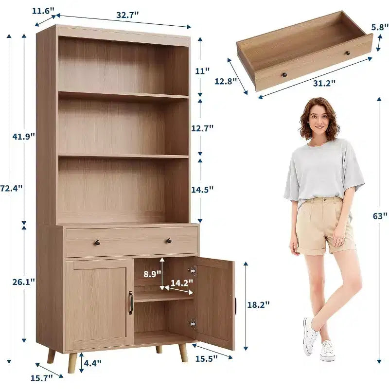 Sideboard Buffet Cabinet with Drawers, Multi-Functional Console Table for Living Room, Kitchen, Dining Room,Home Office Storage, Tall Cabinet