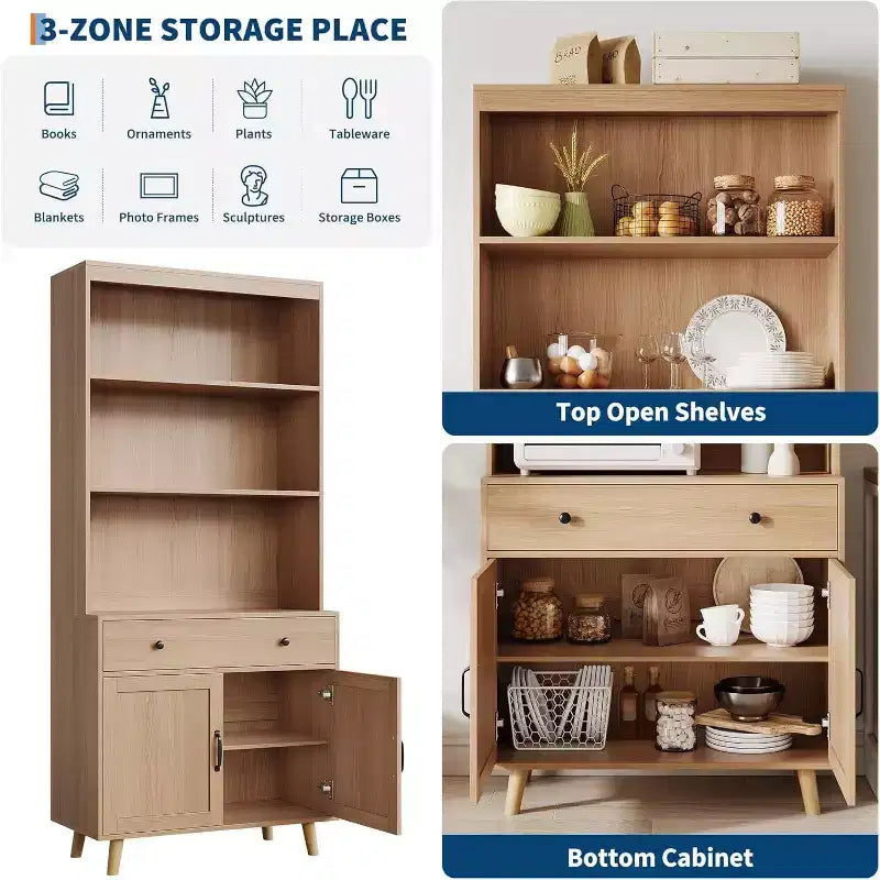 Sideboard Buffet Cabinet with Drawers, Multi-Functional Console Table for Living Room, Kitchen, Dining Room,Home Office Storage, Tall Cabinet