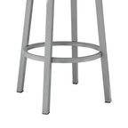 HomeRoots 30 White And Gray Faux Leather And Iron Swivel Low Back Bar Height Bar Chair