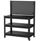 VIYET 18 Heavy-Duty Metal Storage Shelving with Pegboard - 3-Tier Adjustable Garage Rack & Industrial Utility Shelf for Kitchen, Pantry & Garden