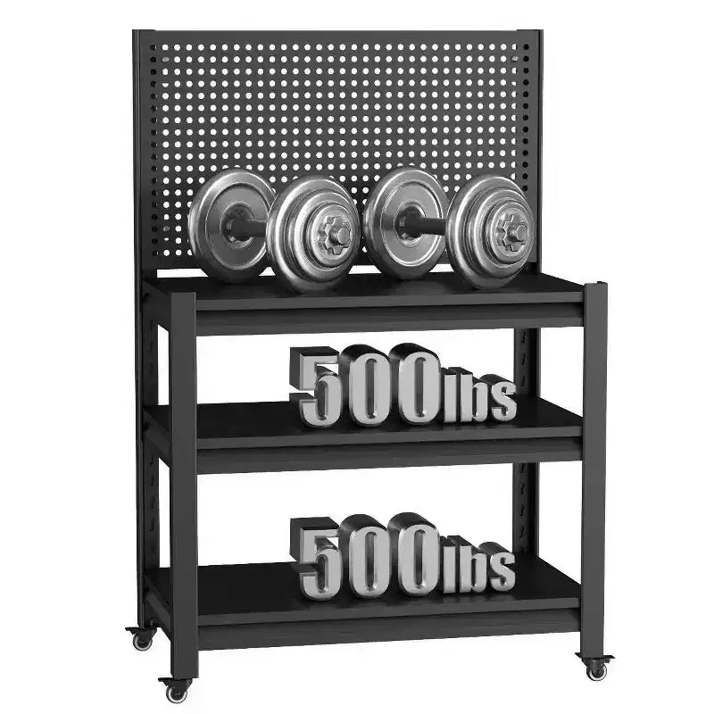 VIYET 18 Heavy-Duty Metal Storage Shelving with Pegboard - 3-Tier Adjustable Garage Rack & Industrial Utility Shelf for Kitchen, Pantry & Garden