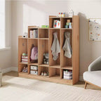 Cubby Storage Organizer, 5-Section Classroom Coat Locker with 9 Cubbies & 10 Hooks
