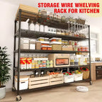73 H Storage Shelves 2640LBS Heavy Duty Shelving Unit with Wheels & Feet, 4-Tiers Garage Shelving for Pantry Garage Kitchen Home Commercial