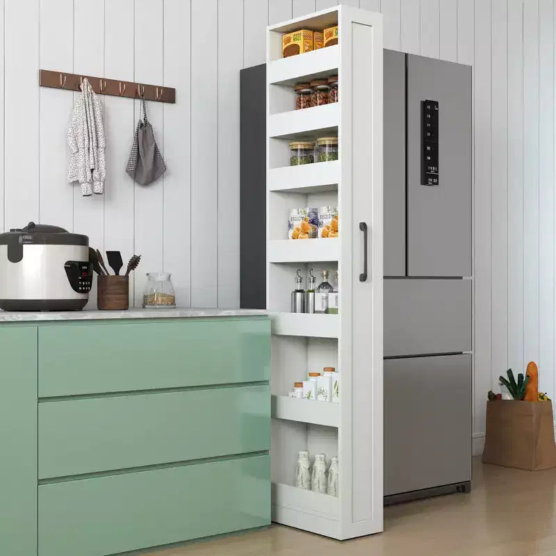 VIYET 71H 7-Tier Multi-Functional Pull-Out Storage Shelf, Single-Sided Open Shelf, Organizer for Kitchen, Living Room & Narrow Spaces,white