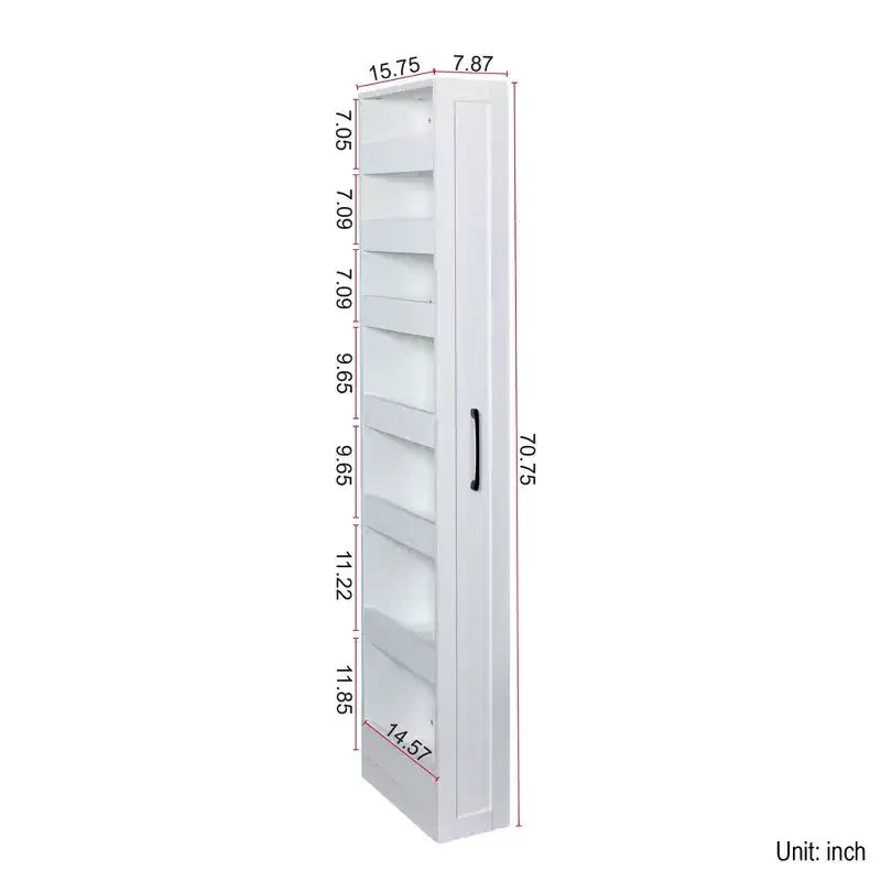 VIYET 71H 7-Tier Multi-Functional Pull-Out Storage Shelf, Single-Sided Open Shelf, Organizer for Kitchen, Living Room & Narrow Spaces,white