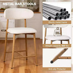 GDFStudio Tiphaine Mid-Century Modern Upholstered Metal Counter Stools (Set of 2)