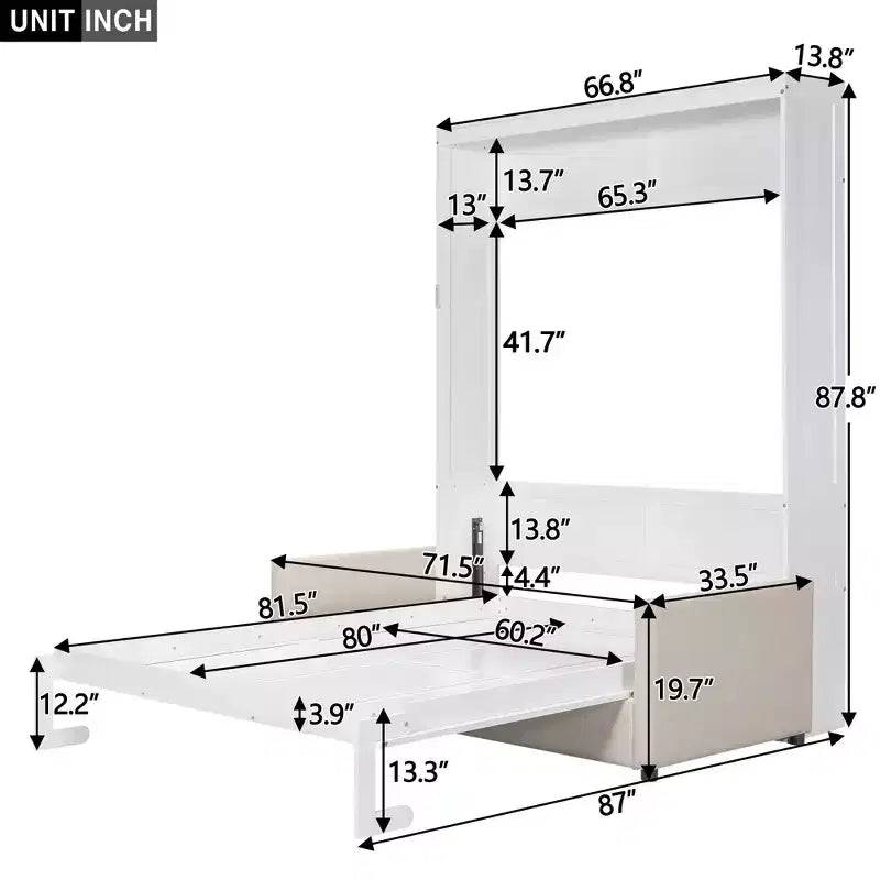 Luxystar Letto a muro moderno Queen Murphy con cuscino
