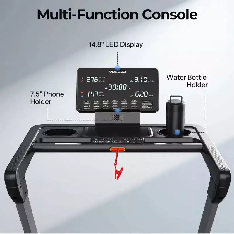YOSUDA TM2 Foldable Treadmill With Quite Brushless Motor, Indoor exercise for Women/Men