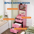 3-in-1 Vanity Desk, Compact Makeup Vanity Set , Dressing Table, Nightstand Vanity Mirror, Jewelry Box, Cushioned Hidden Chair