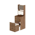 3-in-1 Vanity Desk, Compact Makeup Vanity Set , Dressing Table, Nightstand Vanity Mirror, Jewelry Box, Cushioned Hidden Chair