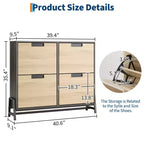 4 Flip Drawer Narrow Shoe Cabinet, Freestanding Entryway Storage with Adjustable Shelves & Metal Legs, Slim Organizer for Hallway & Living Room
