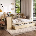 Whisen Twin Size Corner Daybed Frame with Storage Drawers & Desk & Bookcase