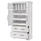 72 Farmhouse Kitchen Pantry Cabinet, Freestanding Dining Storage Cabinet with Drawers, Pull-Out Trays, and Cake Pan Storage-Panipeachy