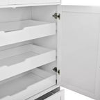 72 Farmhouse Kitchen Pantry Cabinet, Freestanding Dining Storage Cabinet with Drawers, Pull-Out Trays, and Cake Pan Storage-Panipeachy
