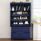 72 Farmhouse Kitchen Pantry Cabinet, Freestanding Dining Storage Cabinet with Drawers, Pull-Out Trays, and Cake Pan Storage-Panipeachy