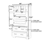 72 Farmhouse Kitchen Pantry Cabinet, Freestanding Dining Storage Cabinet with Drawers, Pull-Out Trays, and Cake Pan Storage-Panipeachy