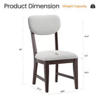 Solid Wood Dining Chairs with Ergonomic Backrest and 3.3 Thick Cushion, for Dining Room & Living Room