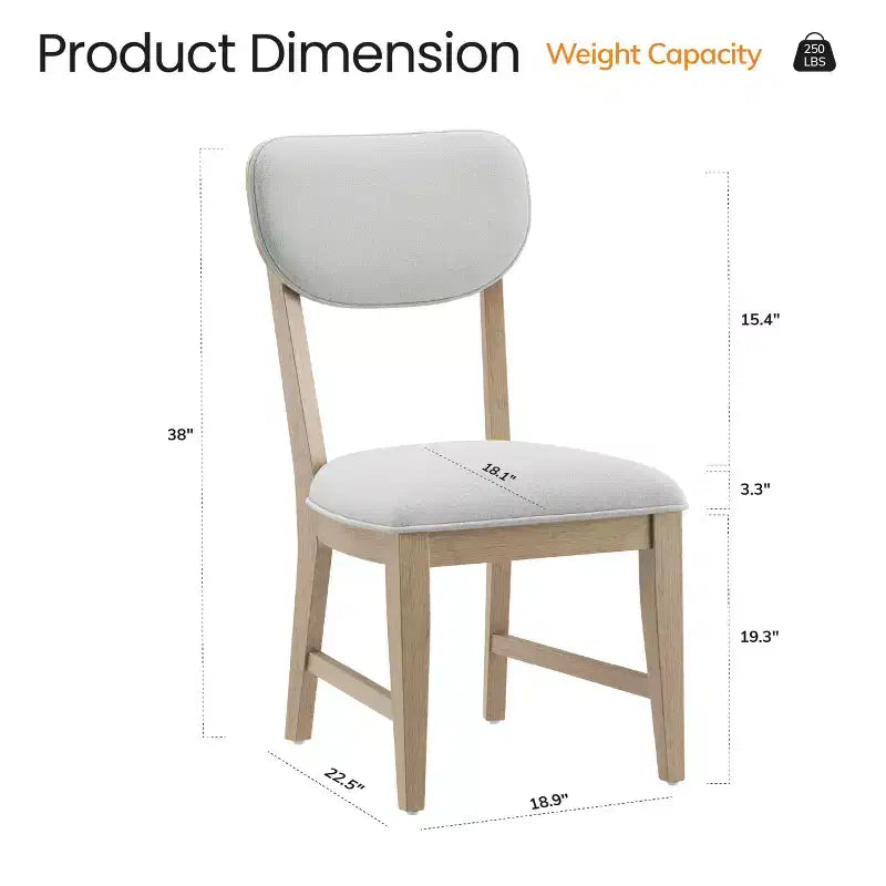 Solid Wood Dining Chairs with Ergonomic Backrest and 3.3 Thick Cushion, for Dining Room & Living Room