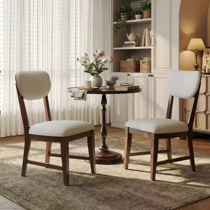 Solid Wood Dining Chairs with Ergonomic Backrest and 3.3 Thick Cushion, for Dining Room & Living Room