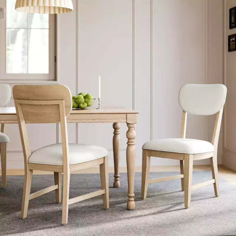 Solid Wood Dining Chairs with Ergonomic Backrest and 3.3 Thick Cushion, for Dining Room & Living Room