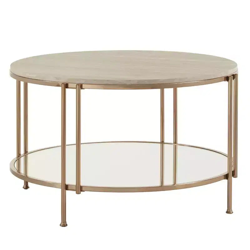 Tavolino da caffè Celsus - Oro champagne/Marmo bianco - iNSPIRE Q