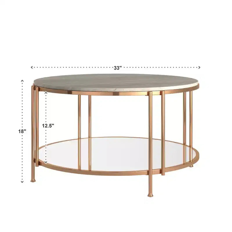 Tavolino da caffè Celsus - Oro champagne/Marmo bianco - iNSPIRE Q