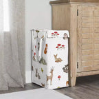 Cesto Portabiancheria Pieghevole per Bambini/e/Unisex/Neutro con Manici di Sweet Jojo Designs, Animali del Bosco ad Acquerello Verde Marrone e Rosso