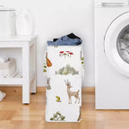 Cesto Portabiancheria Pieghevole per Bambini/e/Unisex/Neutro con Manici di Sweet Jojo Designs, Animali del Bosco ad Acquerello Verde Marrone e Rosso