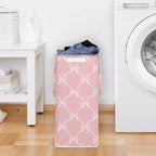 Sweet Jojo Designs Girl Foldable Laundry Hamper with Handles Ballerina and Ballet Bows Pink and White
