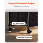 VIYET Mobile Metal File Cabinet,3 Fabric Drawers 2 Open Shelves, Wooden Accent, Wheels, Fits Letter/A4/Legal, Easy Assembly, Black