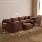 Anabei Modular Washable 6-Seater U-Sectional Sofa + Ottoman | Memorix+ Seat & Contour Pillow