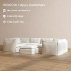 Anabei Modular Washable 6-Seater U-Sectional Sofa + Ottoman | Memorix+ Seat & Contour Pillow