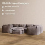 Anabei Modular Washable 6-Seater U-Sectional Sofa + Ottoman | Memorix+ Seat & Contour Pillow